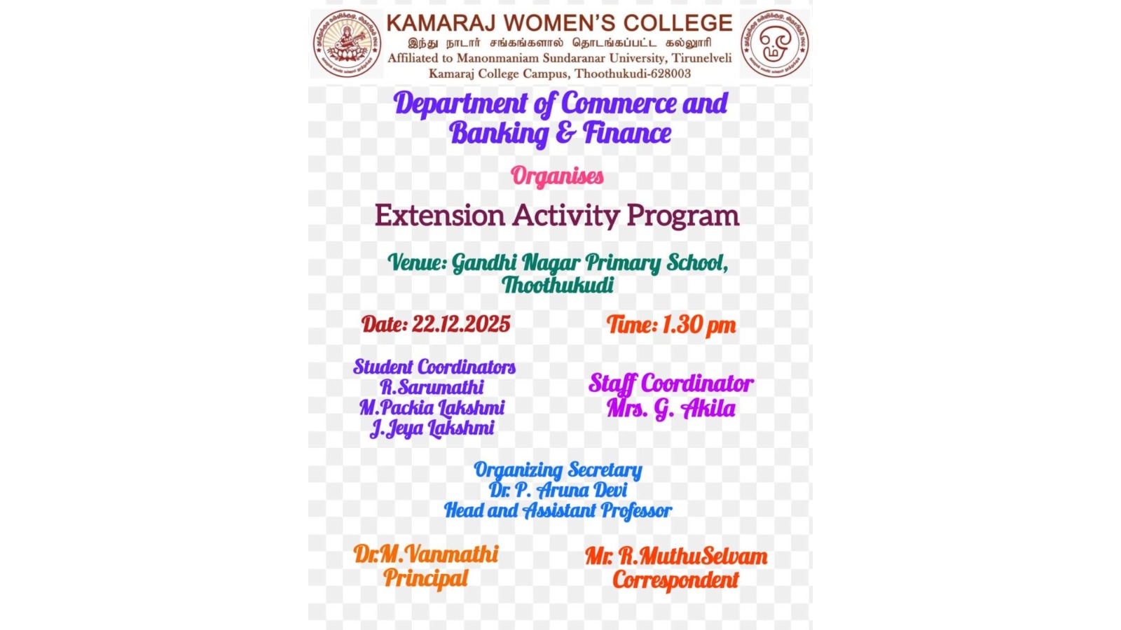 Extension Activity by Department of Commerce and Banking Finance