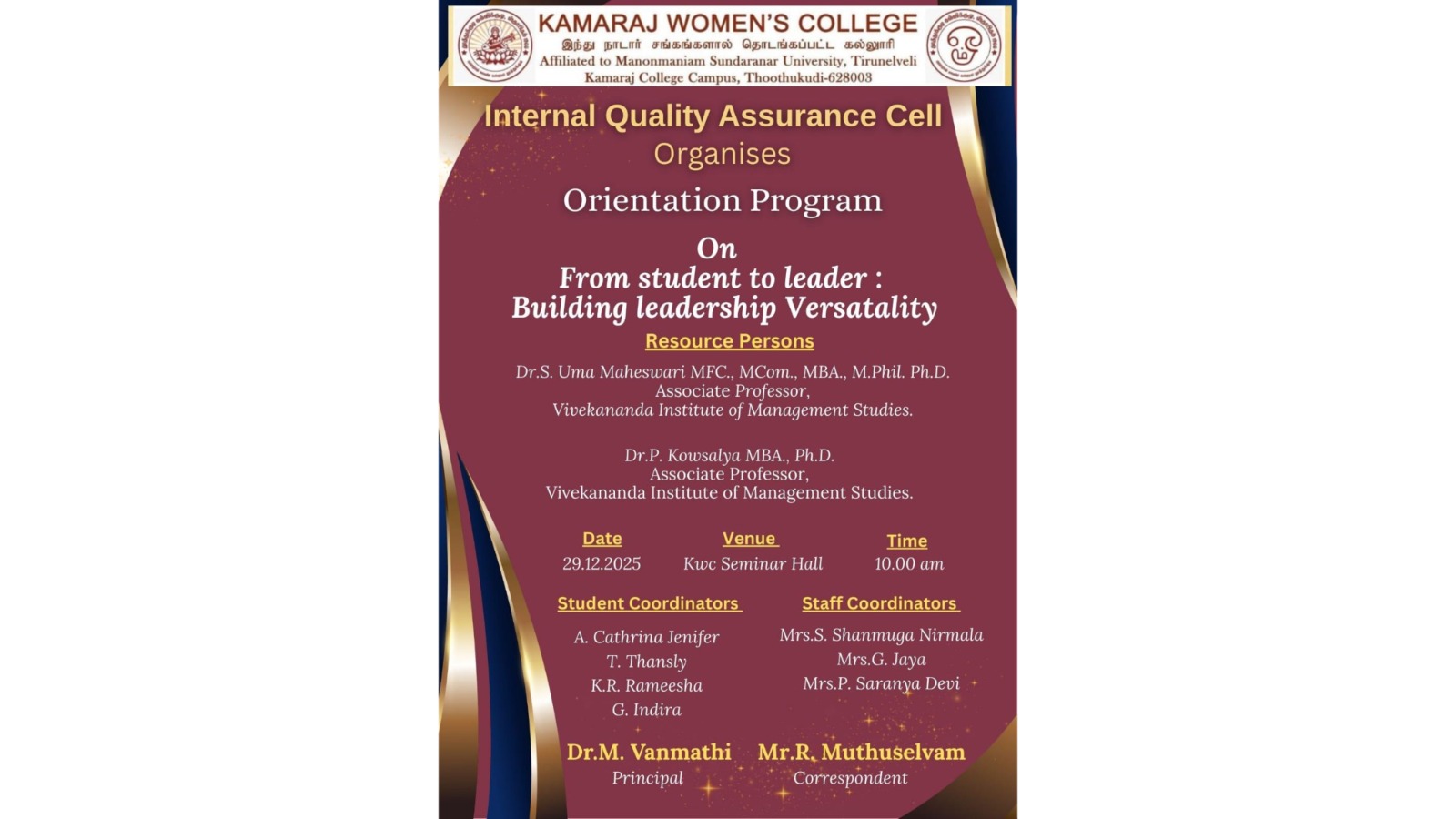 From Student to Leader Orientation Program