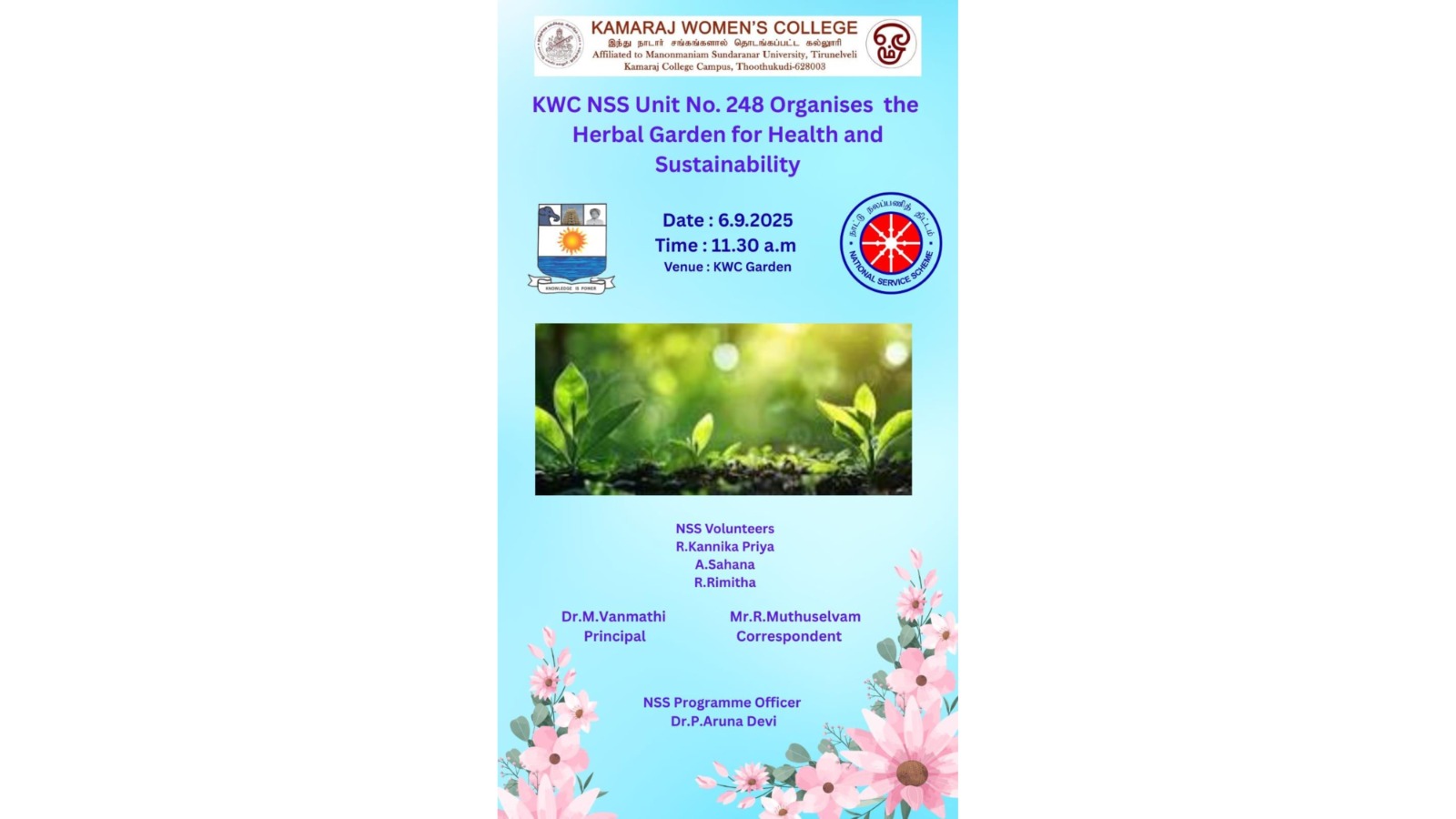 Herbal Garden inauguration at Kamaraj Women’s College