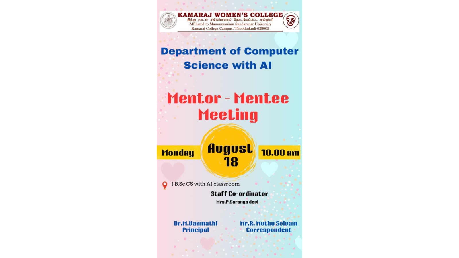 Mentor Meeting for BSc Computer Science with AI Students