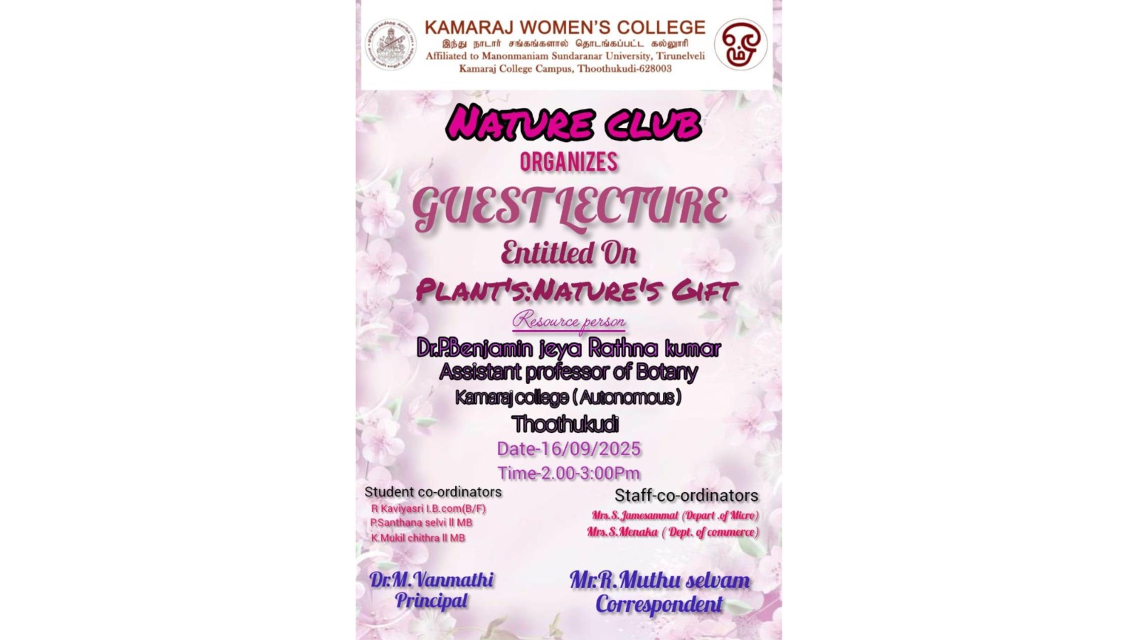 Nature Club Guest Lecture on Plants