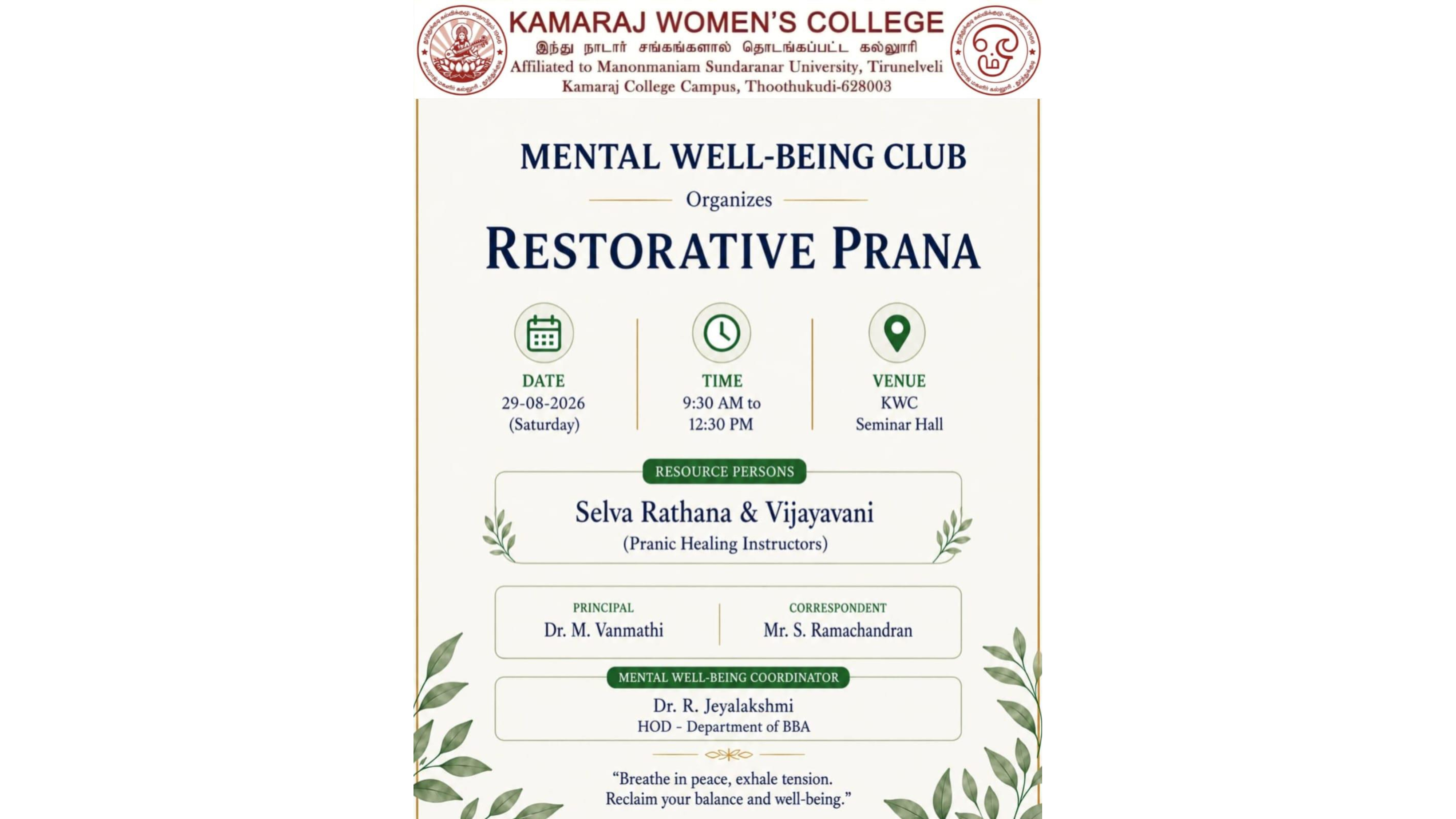 Restorative Prana Programme